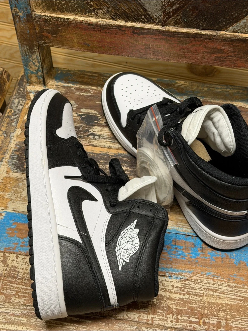 Jordan Men Sneakers Black White High Top Size 10